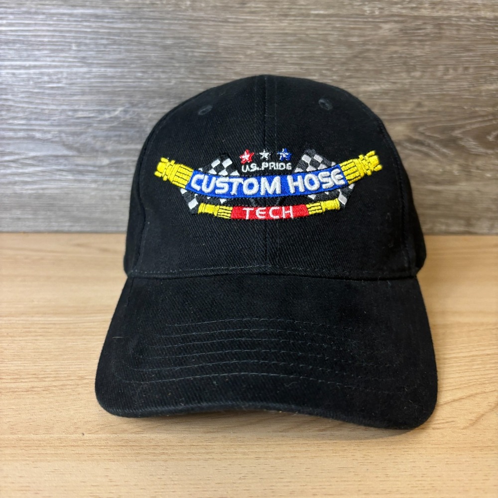 Custom Hose Tech Hat Cap Strap Back Black One Size Adjustable